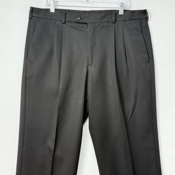Vintage Perry Ellis Black Dress Pants Mens 38x30 Pleated Cuffed - Picture 16 of 16